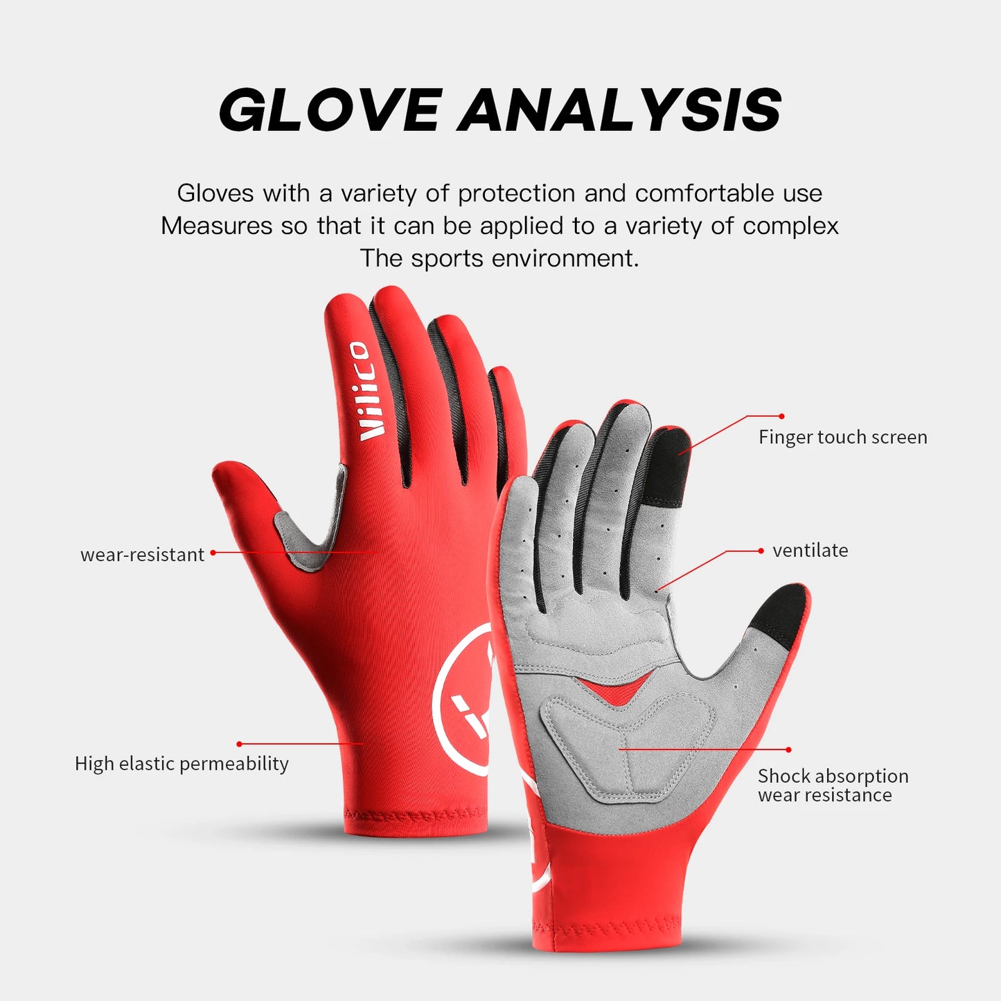 Touch Screen Long Full Fingered Gel Multi-Purpose Sport Gloves