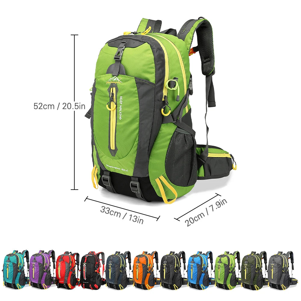 40L Unisex Water Resistant Travel Backpack Camping Hiking & Daypack