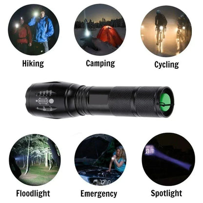Waterproof High Power T6 LED Flashlight Camping Torch With 5 Light Modes & Zoom Waterproof