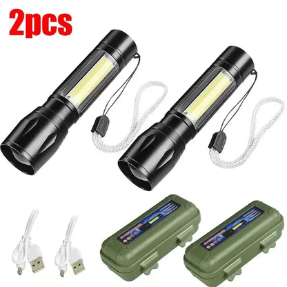 Mini LED Flashlight With USB Charging & Pen Clip Holster