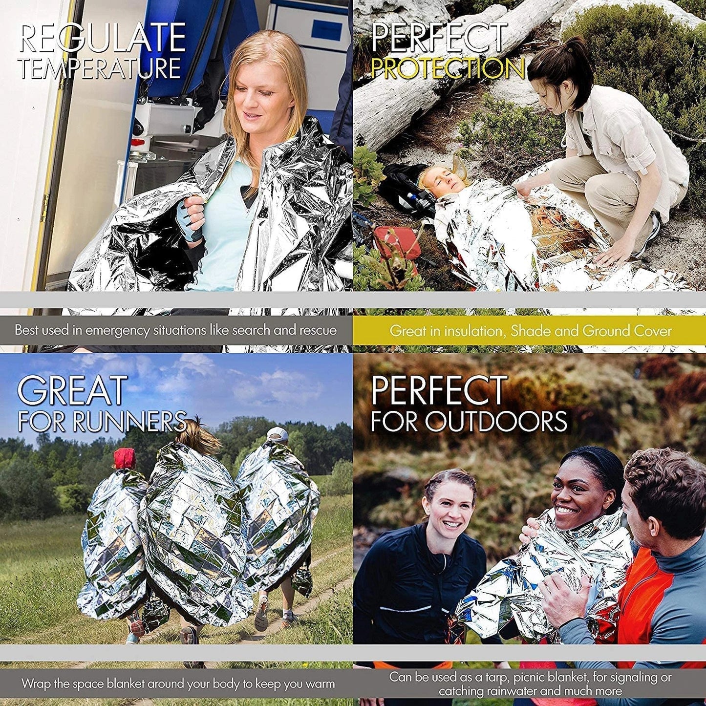 Emergency Thermal Blanket (4 Piece) [EXTRA VALUE]