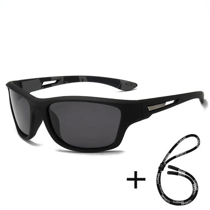 Men Sunglasses Polarised Glasses Fishing Wrap Around Eyewear with Strap and Zippered Case