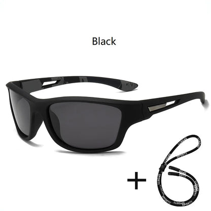 Men Sunglasses Polarised Glasses Fishing Wrap Around Eyewear with Strap and Zippered Case