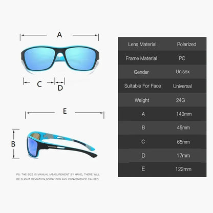 Men Sunglasses Polarised Glasses Fishing Wrap Around Eyewear with Strap and Zippered Case