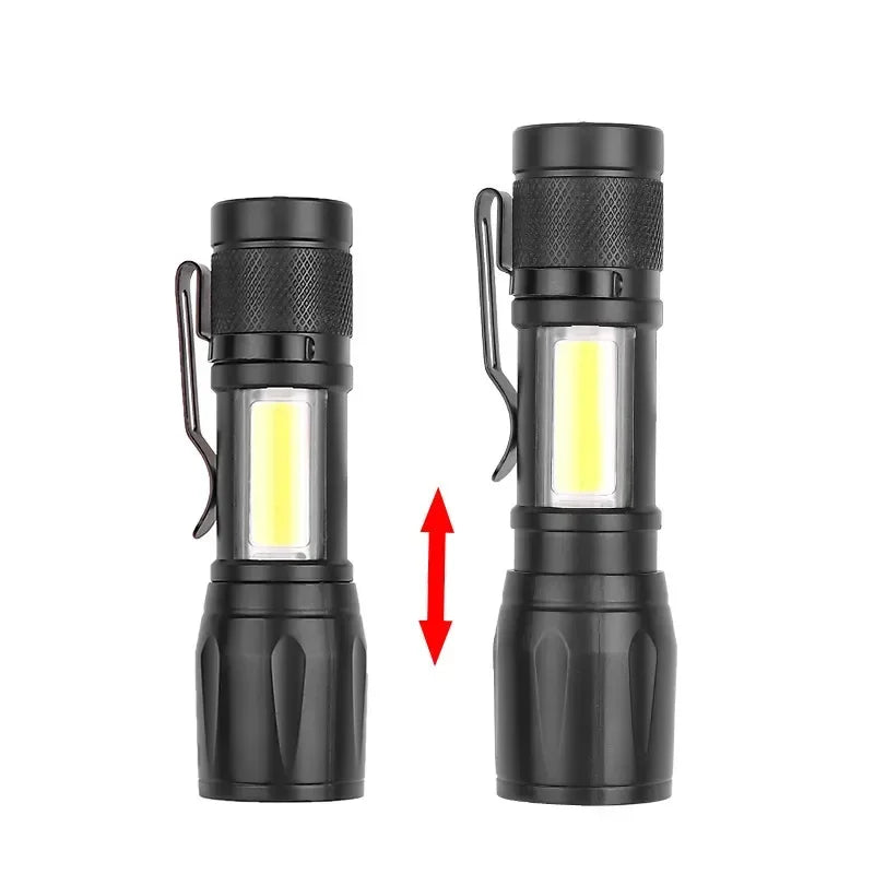 Mini LED Flashlight With USB Charging & Pen Clip Holster