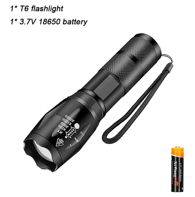 Waterproof High Power T6 LED Flashlight Camping Torch With 5 Light Modes & Zoom Waterproof