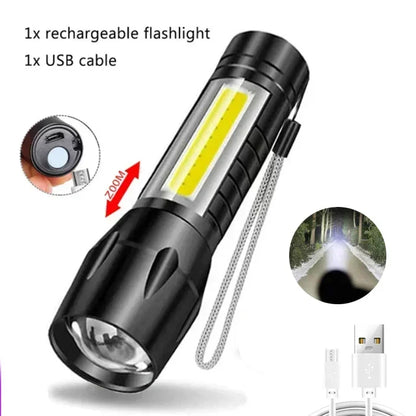 Mini LED Flashlight With USB Charging & Pen Clip Holster