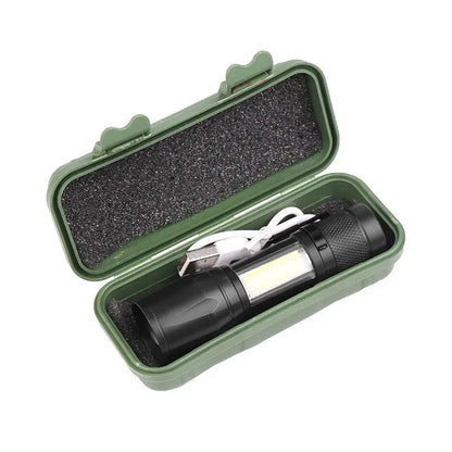 Mini LED Flashlight With USB Charging & Pen Clip Holster