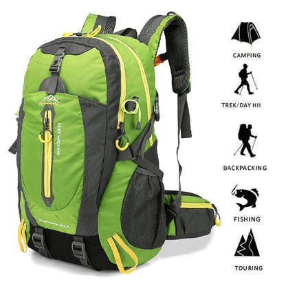 40L Unisex Water Resistant Travel Backpack Camping Hiking & Daypack