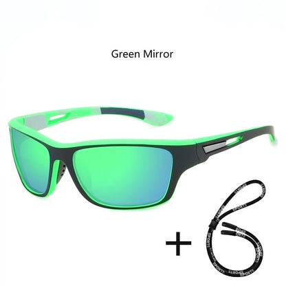 Men Sunglasses Polarised Glasses Fishing Wrap Around Eyewear with Strap and Zippered Case