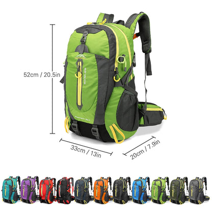 40L Unisex Water Resistant Travel Backpack Camping Hiking & Daypack