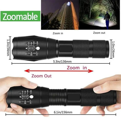 Waterproof High Power T6 LED Flashlight Camping Torch With 5 Light Modes & Zoom Waterproof