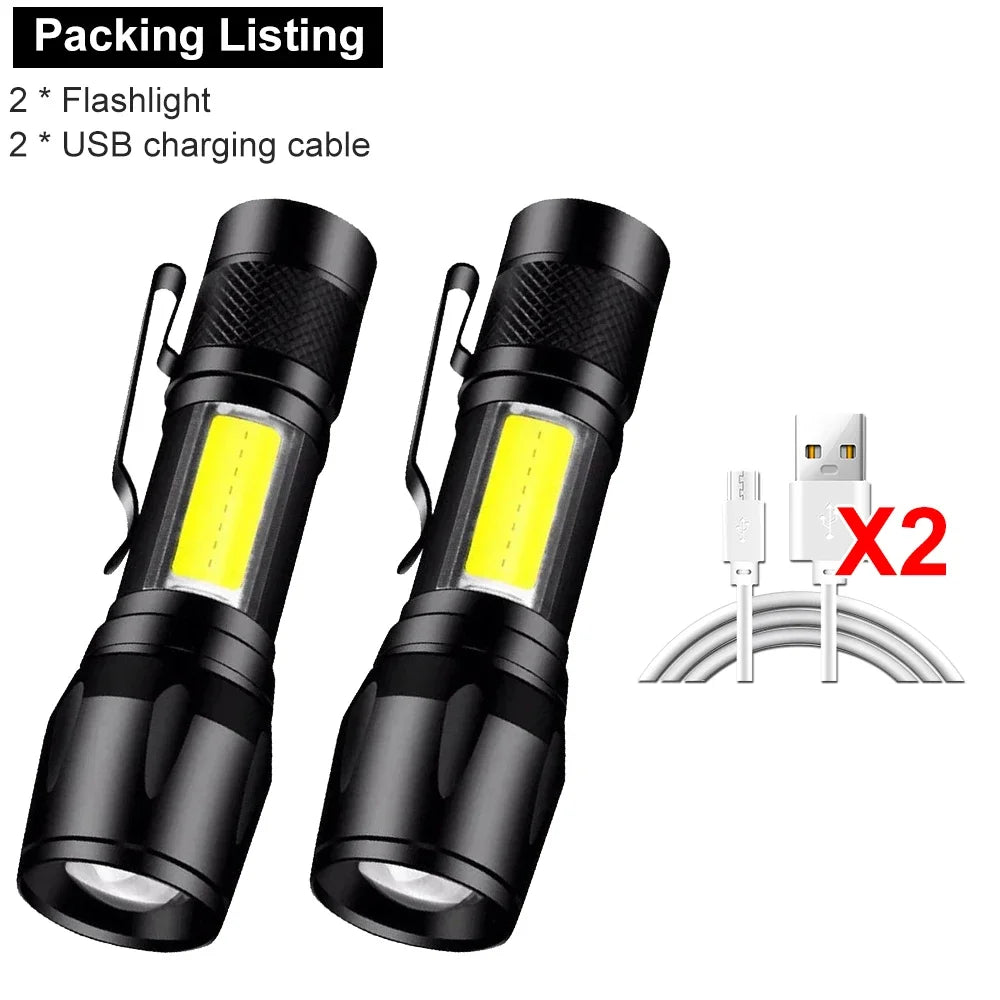 Mini LED Flashlight With USB Charging & Pen Clip Holster