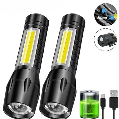 Mini LED Flashlight With USB Charging & Pen Clip Holster
