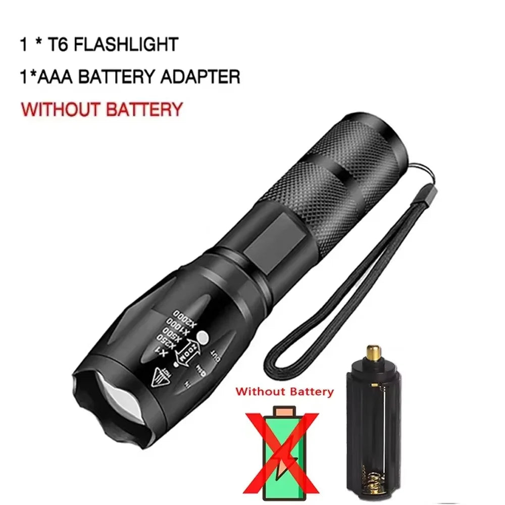 Waterproof High Power T6 LED Flashlight Camping Torch With 5 Light Modes & Zoom Waterproof