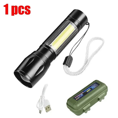 Mini LED Flashlight With USB Charging & Pen Clip Holster